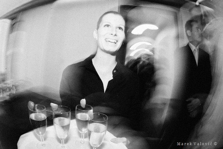 waiter champagne  flash panning photo