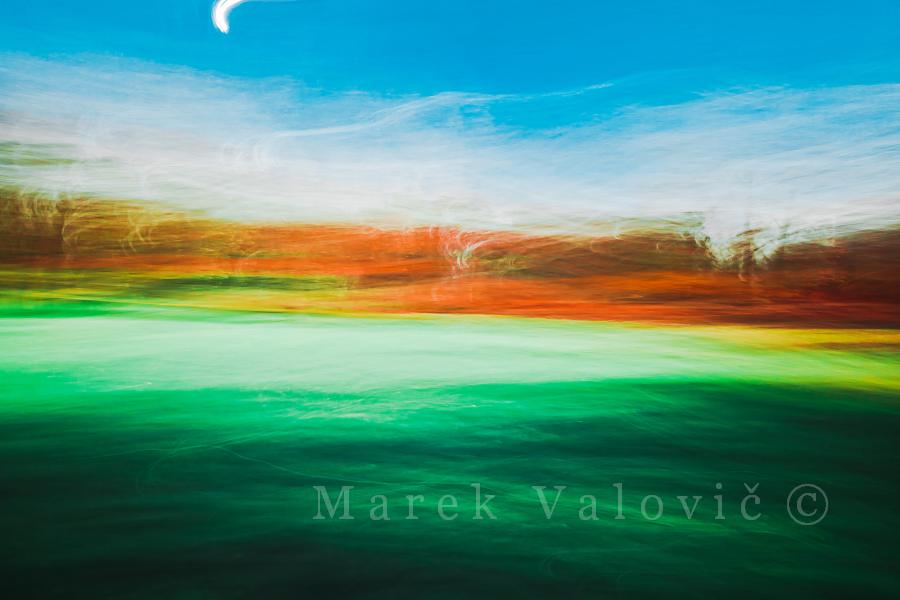 Impressionism Fine art photo of meadow, moon on sky | JPEG file ready to print
