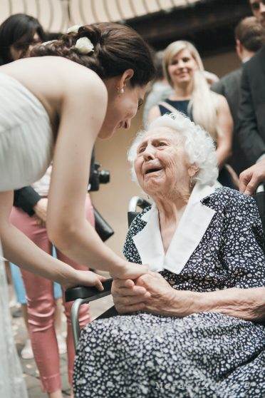 grandma congratulating from the heart to bride on wedding