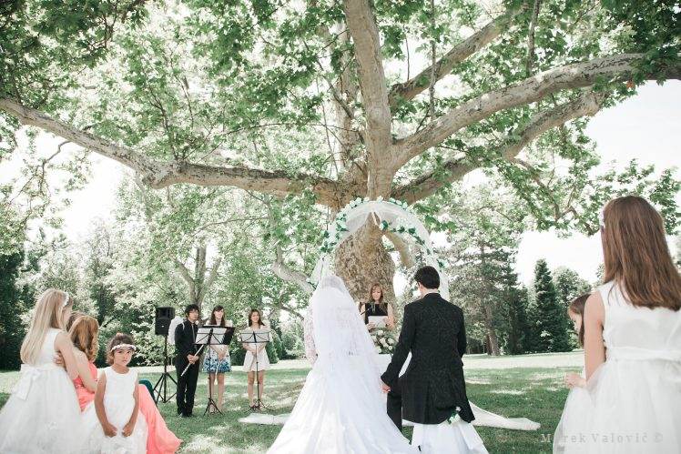 Netradičná svadba v záhrade obrad pod stromom inšpirujte sa